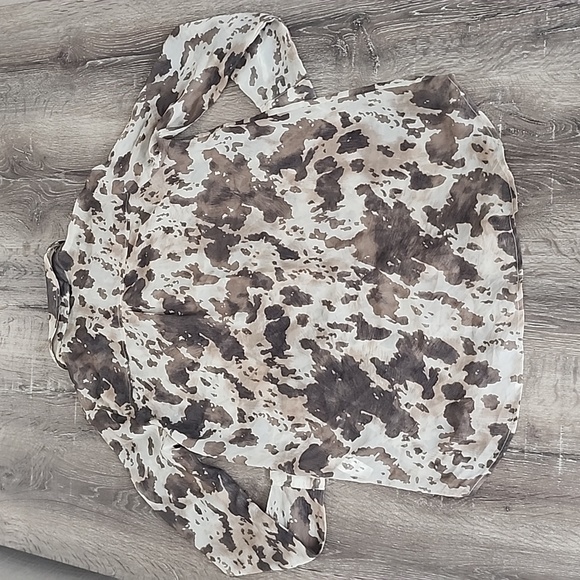 PrettyLittleThing Brown Cow Print Beach Flares and Shirt Set Size 2 - Picture 11 of 12